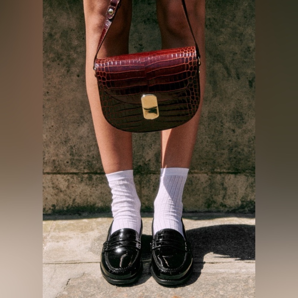Sezane CLAUDE BAG CHOCOLATE CROCODILE PRINT
